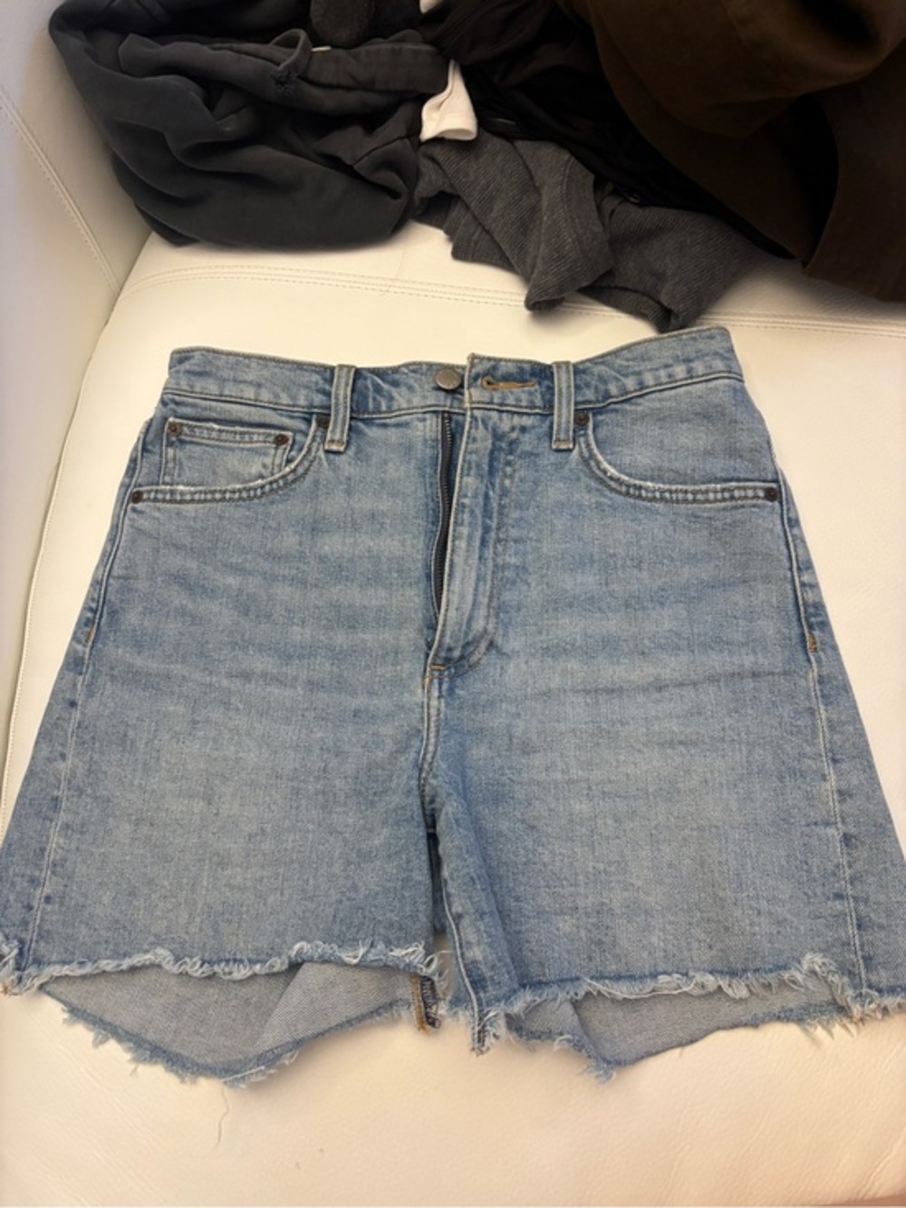 Denim Forum Light Blue High-Rise Cutoff Jean Shorts